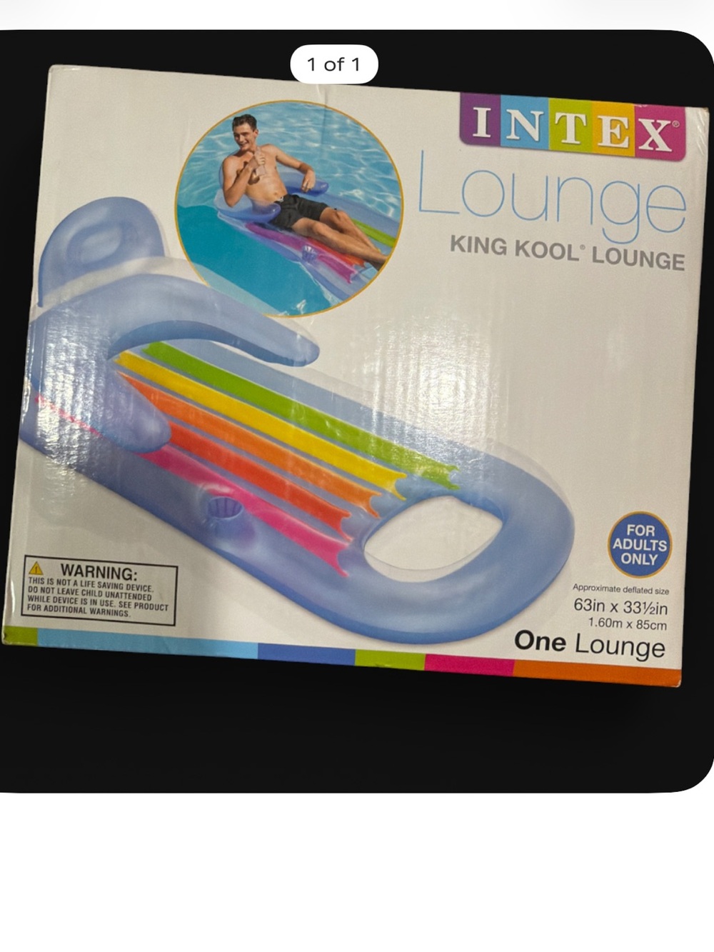 Brand new King Kool Inflatable Lounge - Blue with Rainbow Stripes
